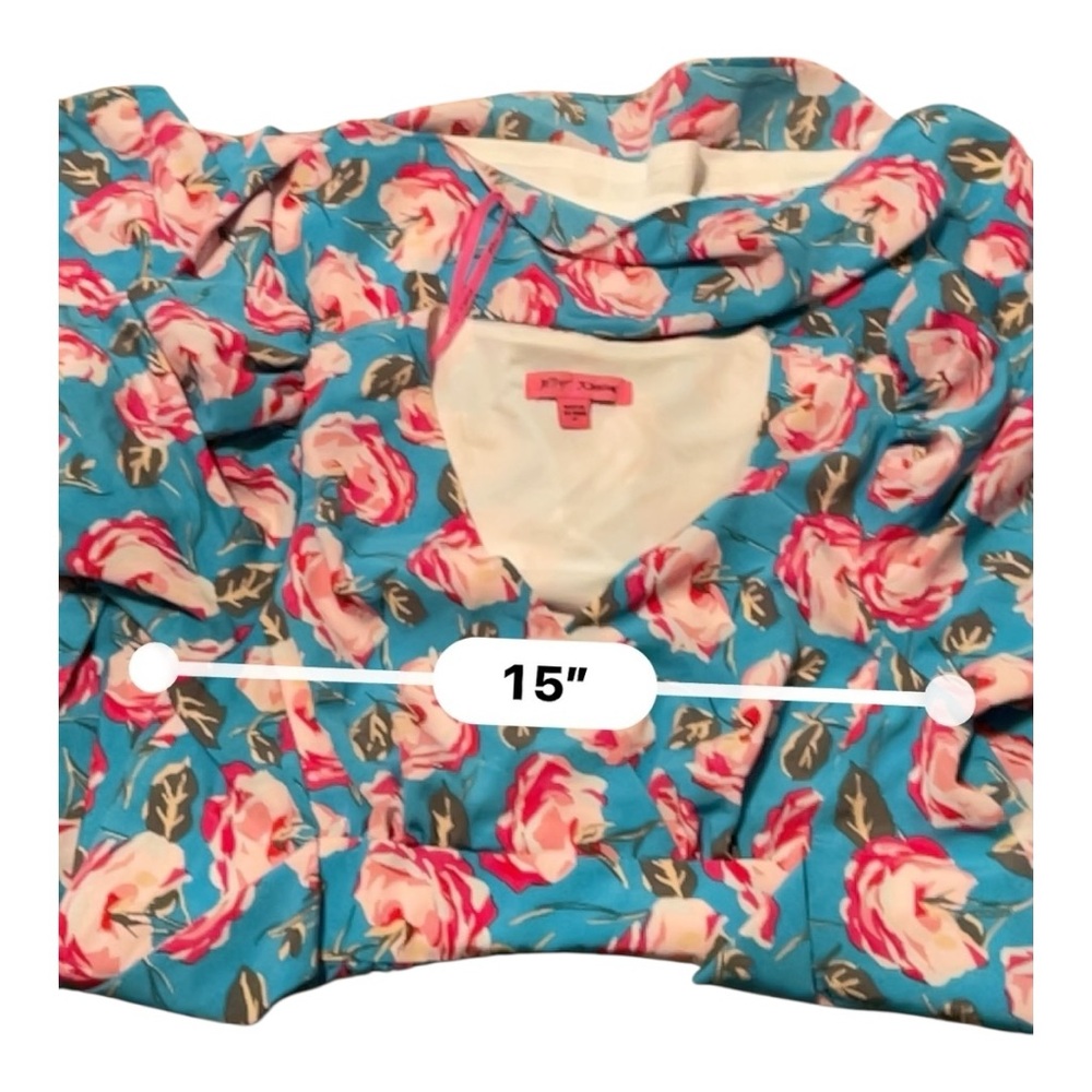 Betsey Johnson Blue Floral Fit & Flare Dress – Size 4p - Picture 10 of 13